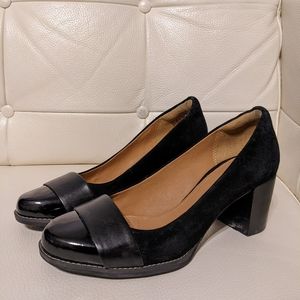 Clark's Artisan Black Suede Pumps
